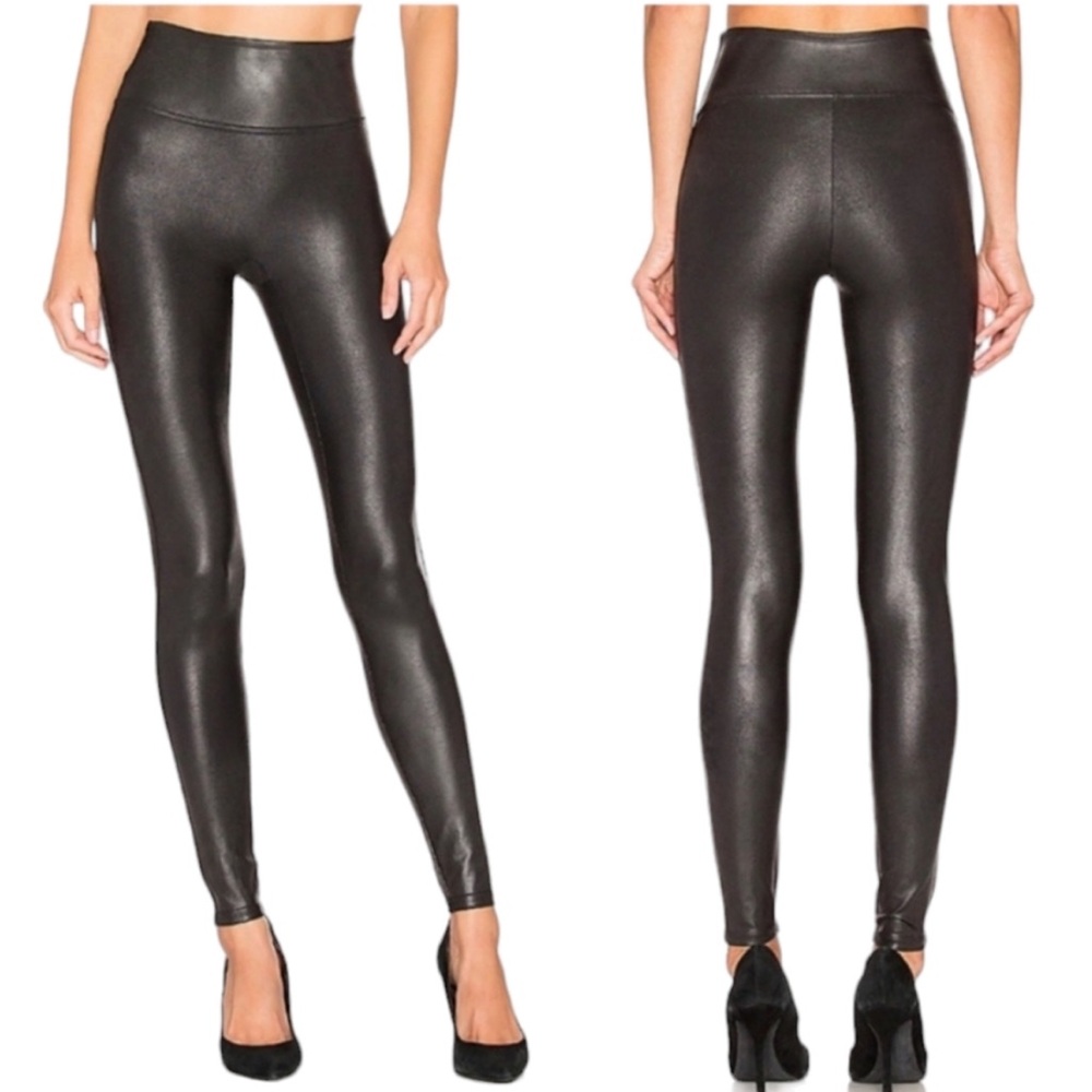 Spanx Leather Shapewear Size Small Shinny Legging Pleather Leather Faux